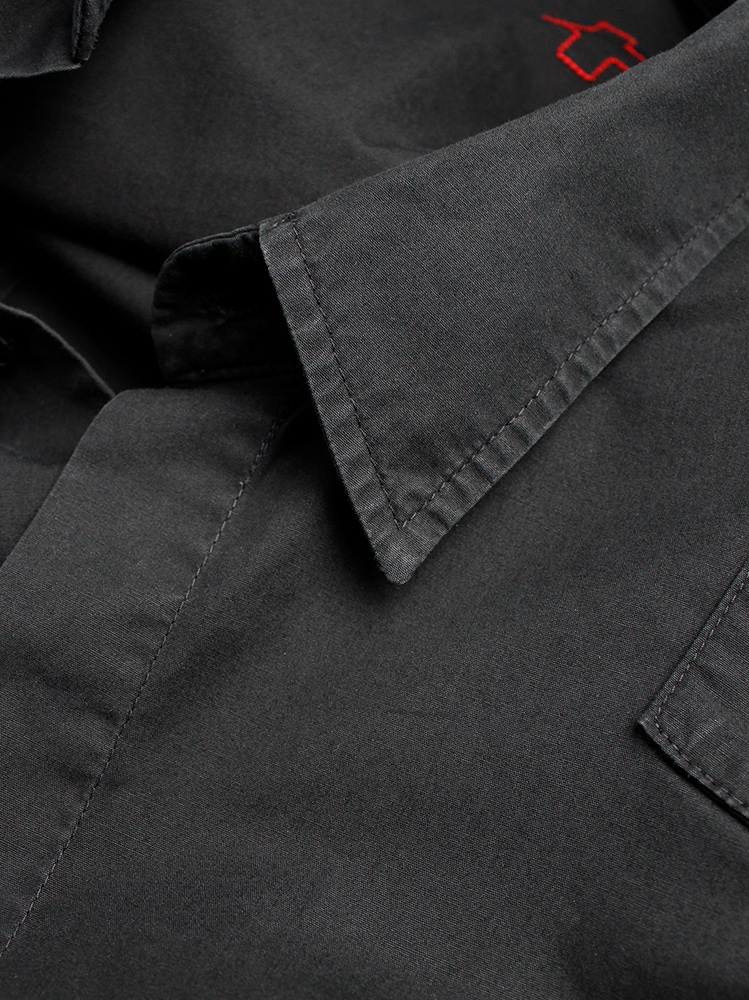 vintage Af Vandevorst black military shirt with upwards folded sleeves spring 1999 (11)