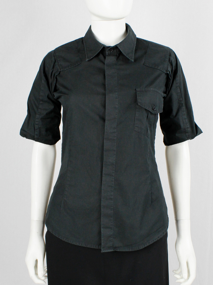 vintage Af Vandevorst black military shirt with upwards folded sleeves spring 1999 (14)