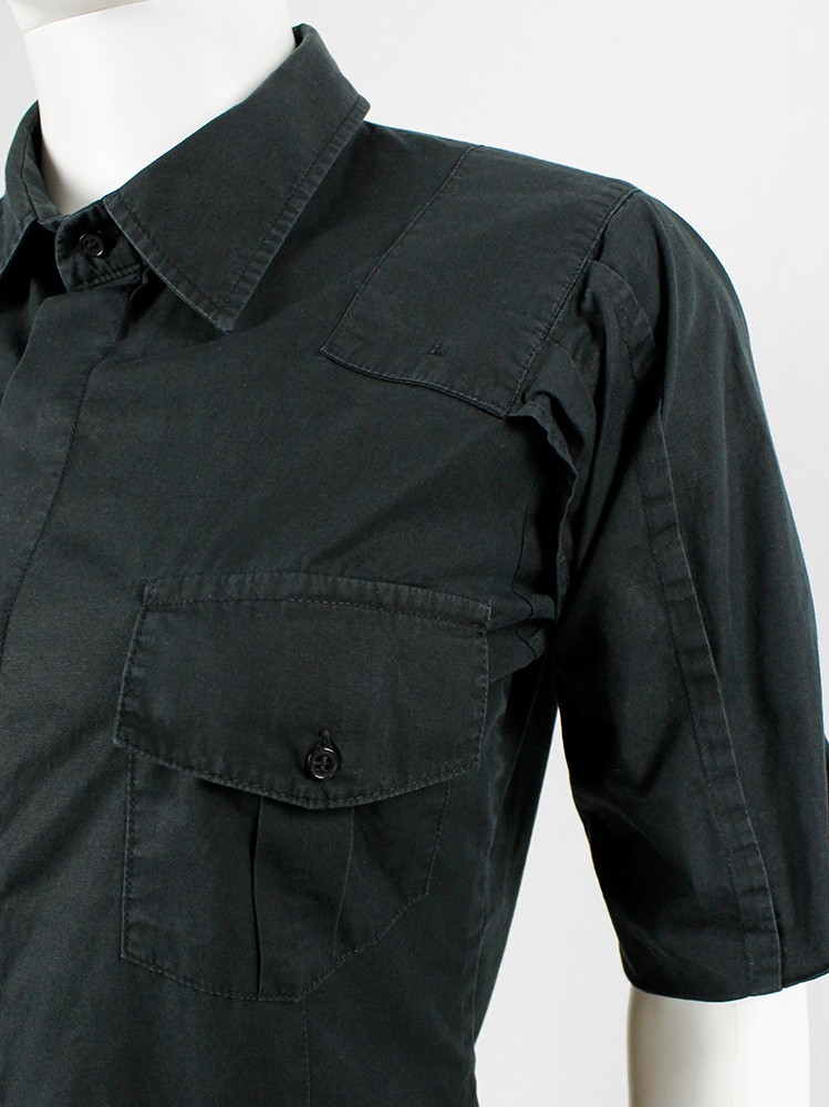 vintage Af Vandevorst black military shirt with upwards folded sleeves spring 1999 (2)