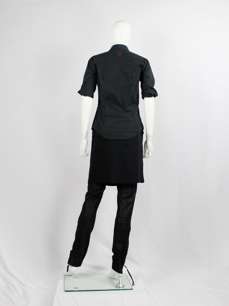 vintage Af Vandevorst black military shirt with upwards folded sleeves spring 1999 (6)