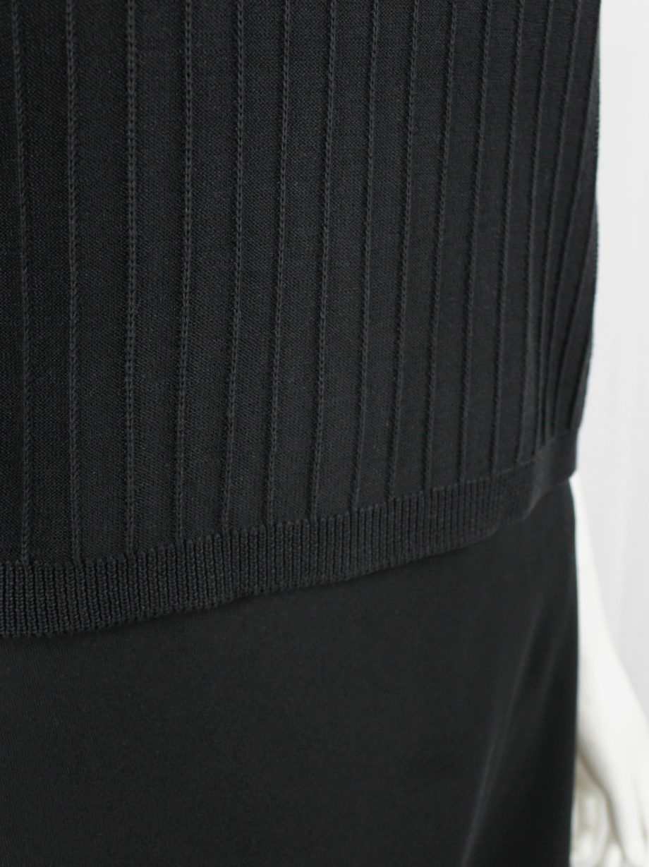 vintage Ann Demeulemeester black knit top with ribbed pinstripe texture 1980s 80s (4)