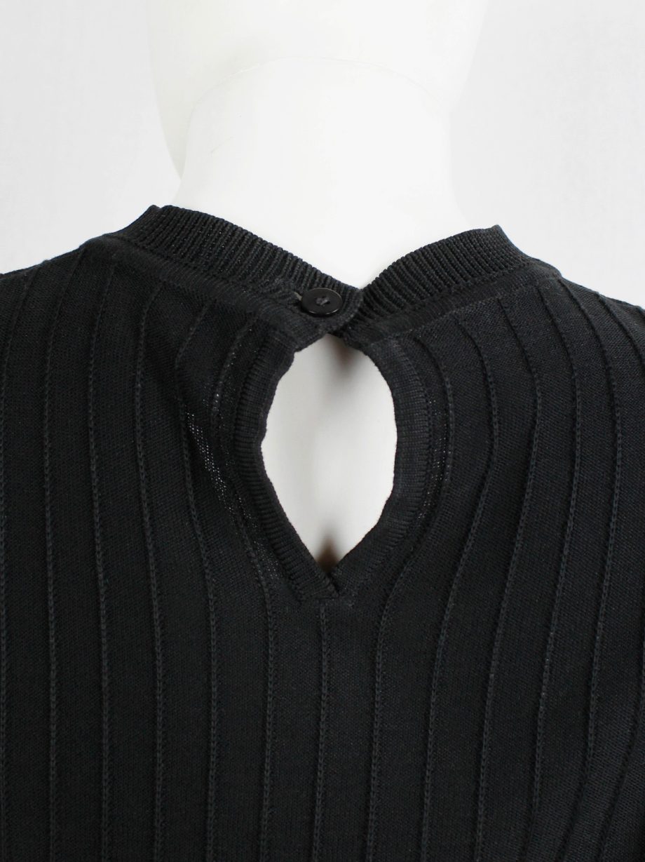 vintage Ann Demeulemeester black knit top with ribbed pinstripe texture 1980s 80s (8)