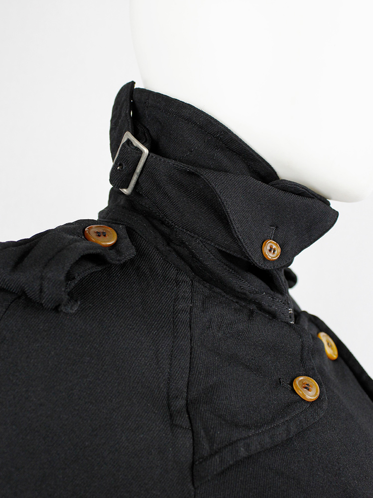 vintage Comme des Garçons black short trenchcoat in wool with orange buttons fall 2011 (11)