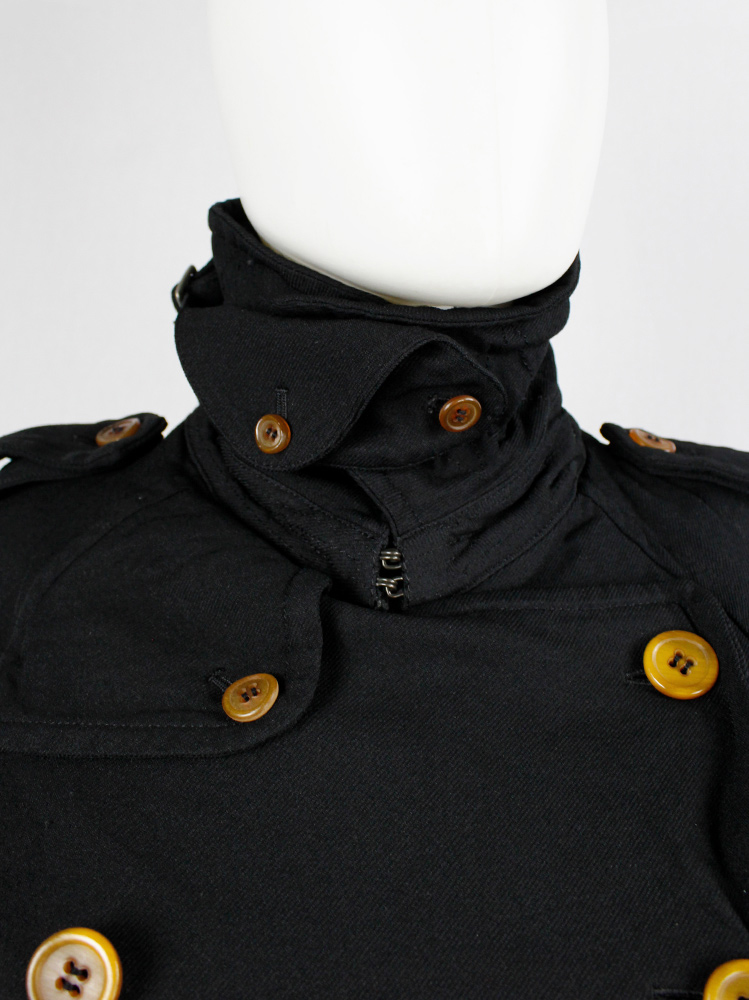 vintage Comme des Garçons black short trenchcoat in wool with orange buttons fall 2011 (8)