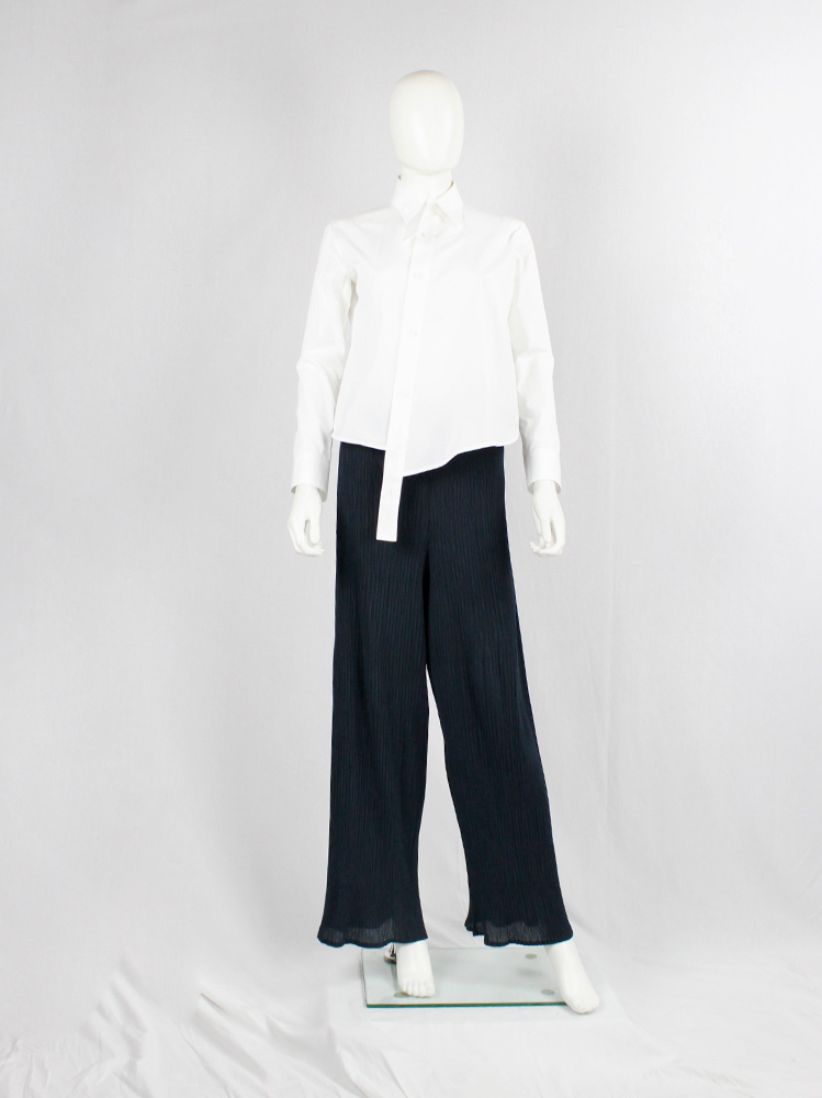 vintage Issey Miyake dark navy wide trousers with fine pressed pleats (1)