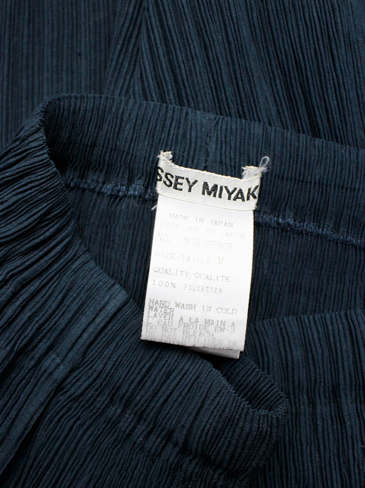 vintage Issey Miyake dark navy wide trousers with fine pressed pleats (10)