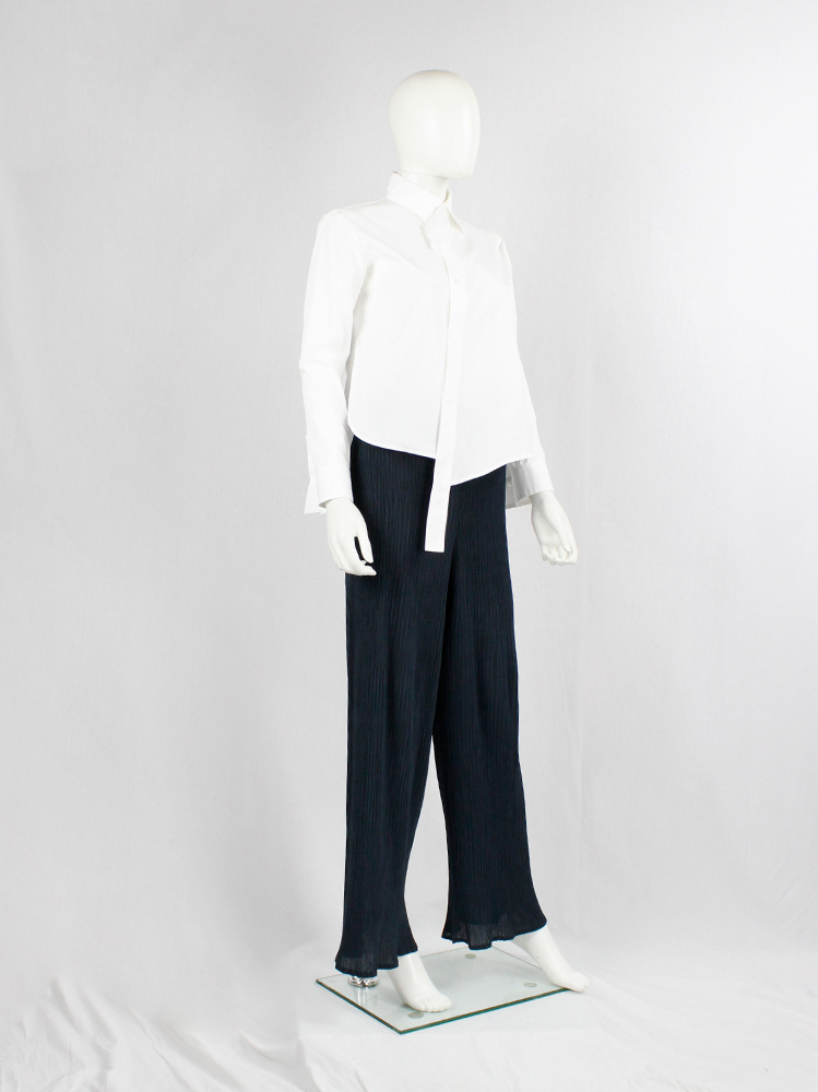 vintage Issey Miyake dark navy wide trousers with fine pressed pleats (2)