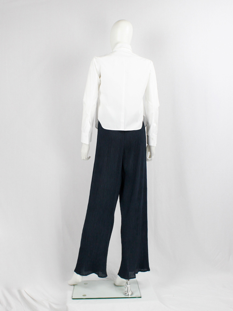vintage Issey Miyake dark navy wide trousers with fine pressed pleats (3)