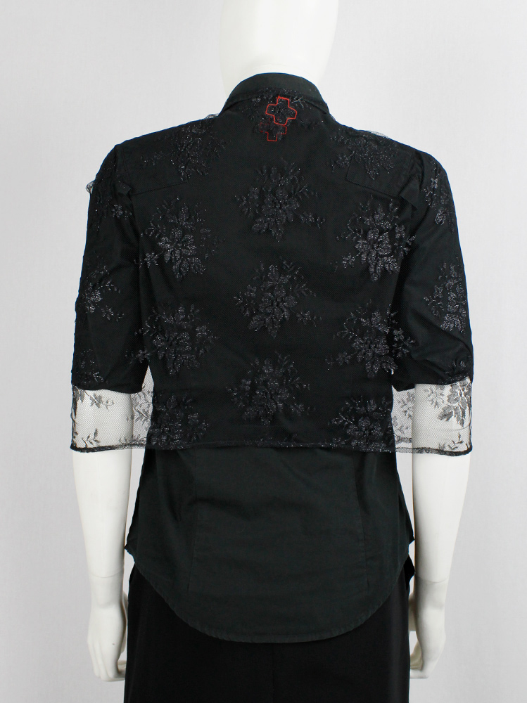 vintage Vandevorst black sheer capelet in floral lace with corset hooks spring 1999 (11)