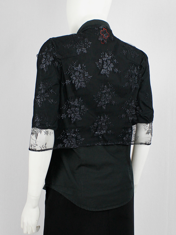 vintage Vandevorst black sheer capelet in floral lace with corset hooks spring 1999 (12)