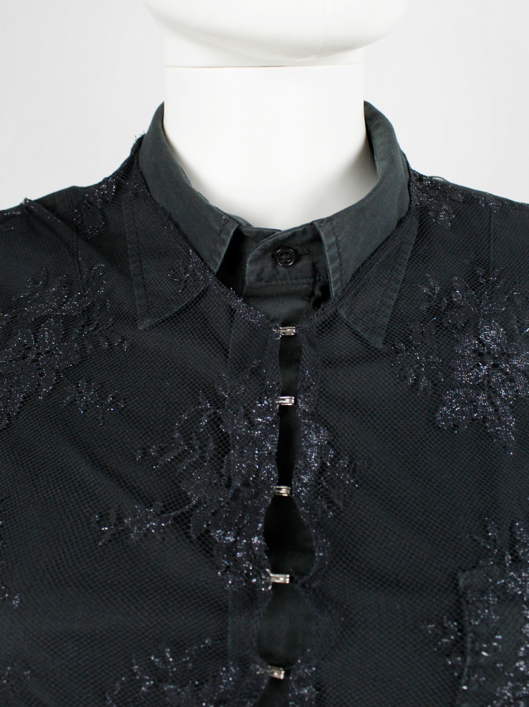 vintage Vandevorst black sheer capelet in floral lace with corset hooks spring 1999 (5)