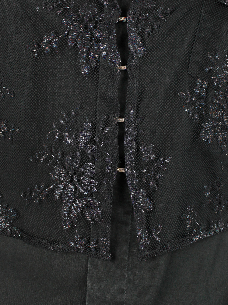 vintage Vandevorst black sheer capelet in floral lace with corset hooks spring 1999 (6)
