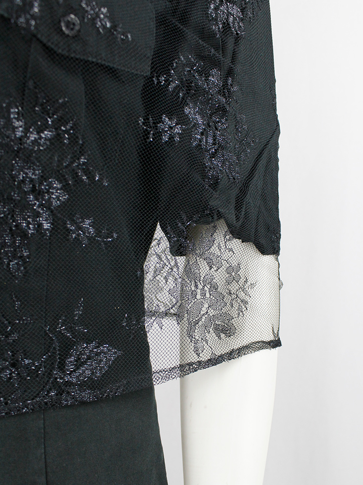 vintage Vandevorst black sheer capelet in floral lace with corset hooks spring 1999 (7)