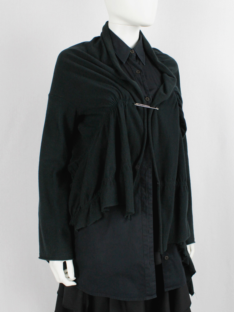 vintage Y’s Yohji Yamamoto black deformed cardigan by scrunched elastics and safety pin (11)