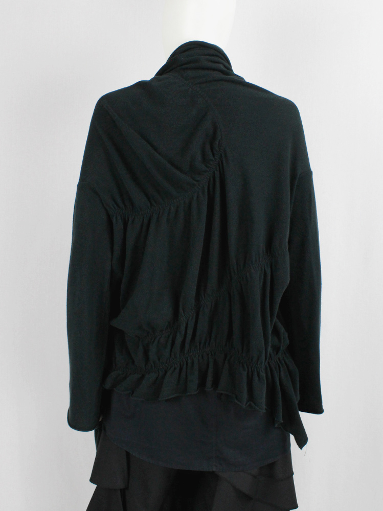 vintage Y’s Yohji Yamamoto black deformed cardigan by scrunched elastics and safety pin (12)
