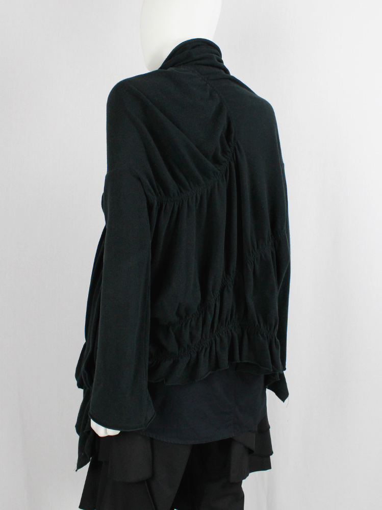 vintage Y’s Yohji Yamamoto black deformed cardigan by scrunched elastics and safety pin (13)