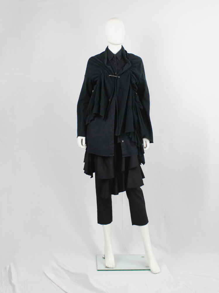 vintage Y’s Yohji Yamamoto black deformed cardigan by scrunched elastics and safety pin (4)