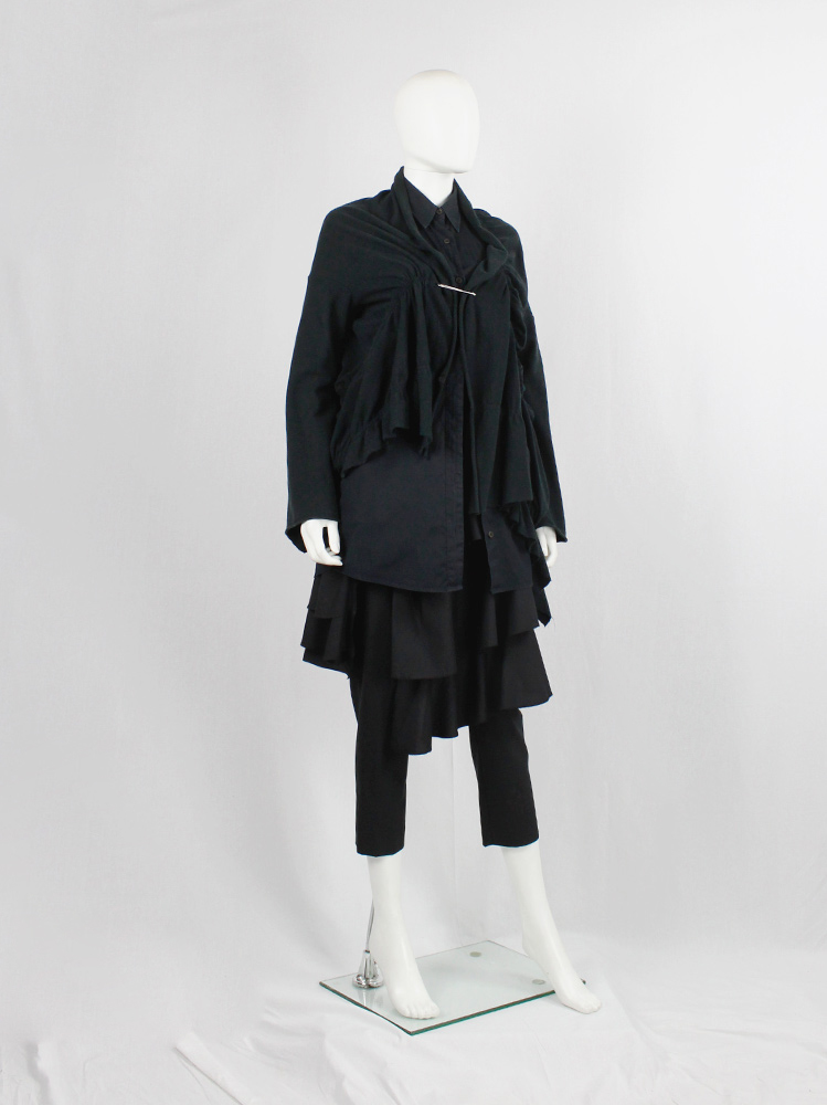 vintage Y’s Yohji Yamamoto black deformed cardigan by scrunched elastics and safety pin (5)