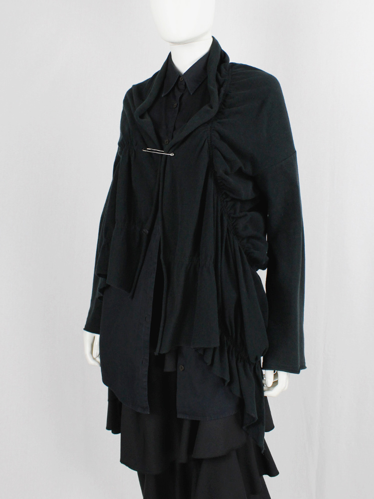 vintage Y’s Yohji Yamamoto black deformed cardigan by scrunched elastics and safety pin (7)