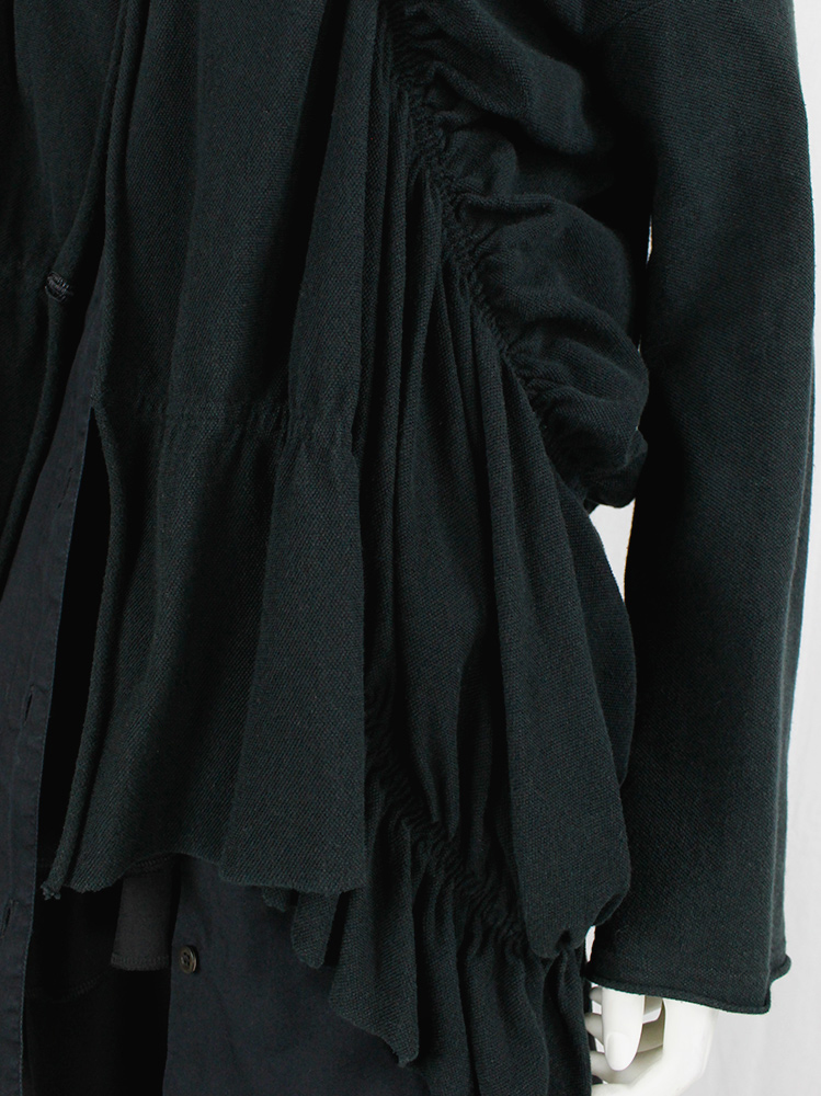 vintage Y’s Yohji Yamamoto black deformed cardigan by scrunched elastics and safety pin (8)