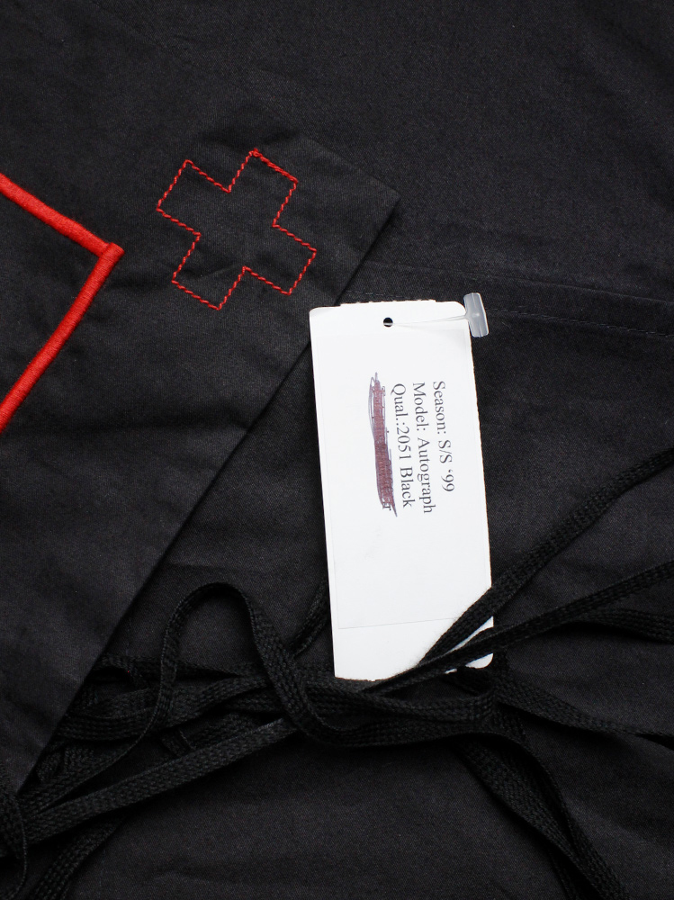 vintage a f Vandevorst black corset made from a pillow case with red initials spring 1999 (6)