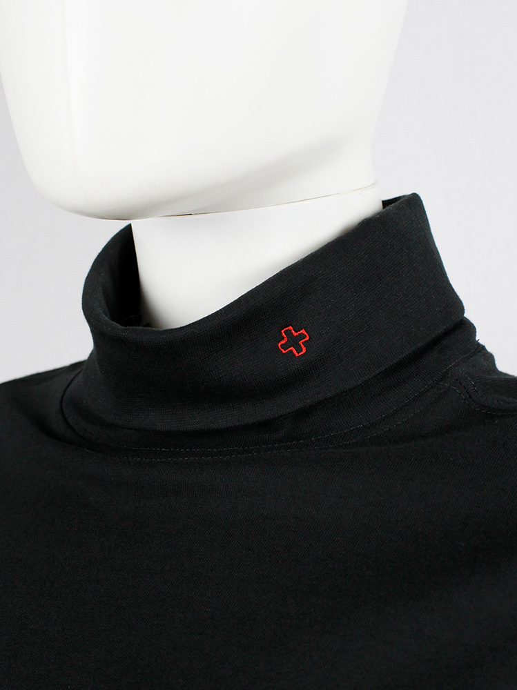 vintage af Vandevorst for Clique black jumper with red cross embroidered on the turtleneck (3)