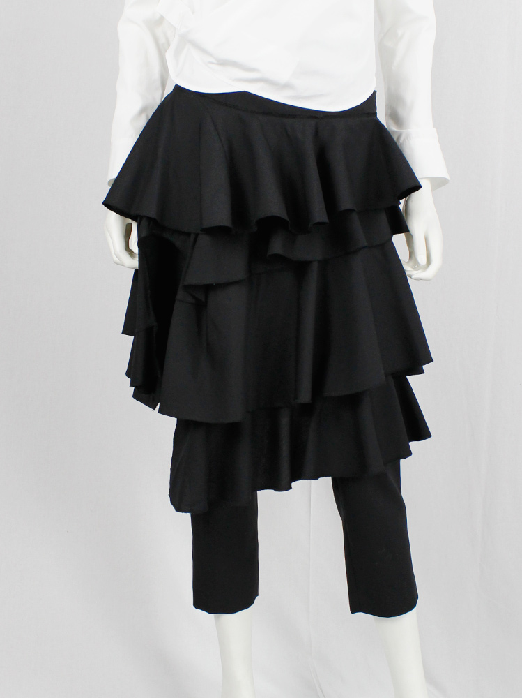 vintahe Comme des Garçons Black trousers with tiered skirt on the front AD 2008 (1)