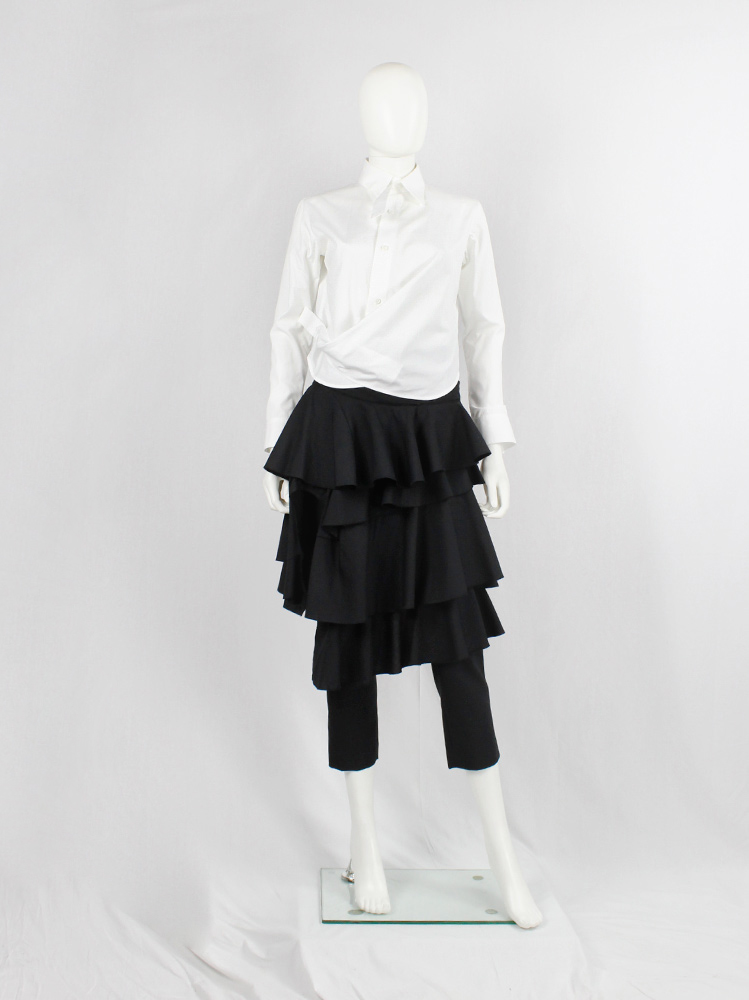 vintahe Comme des Garçons Black trousers with tiered skirt on the front AD 2008 (3)