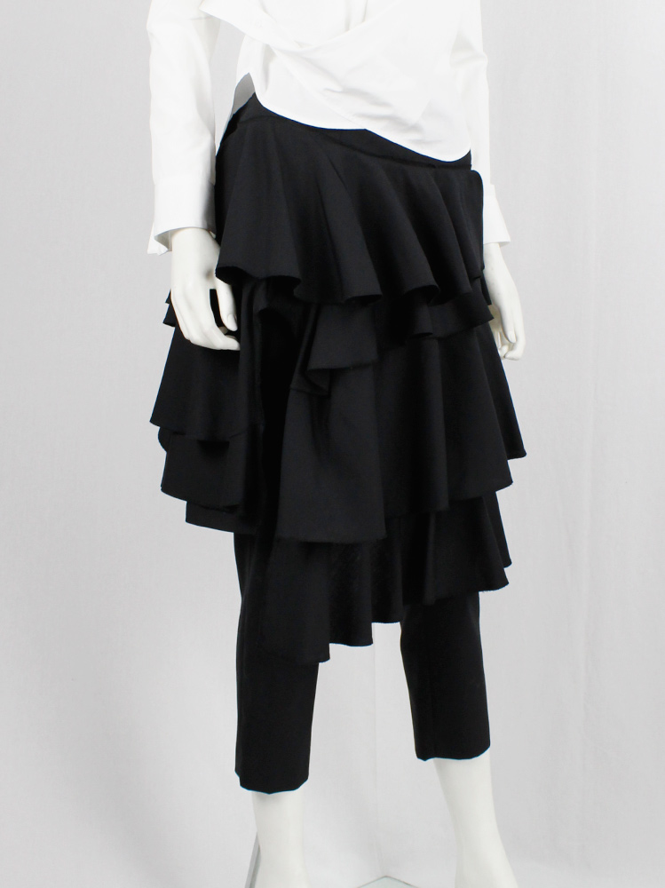 vintahe Comme des Garçons Black trousers with tiered skirt on the front AD 2008 (5)