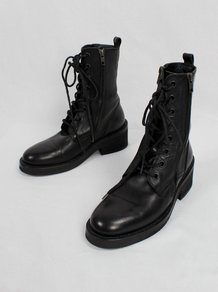Ann Demeulemeester black combat boots with double belt straps fall 2003 (19)