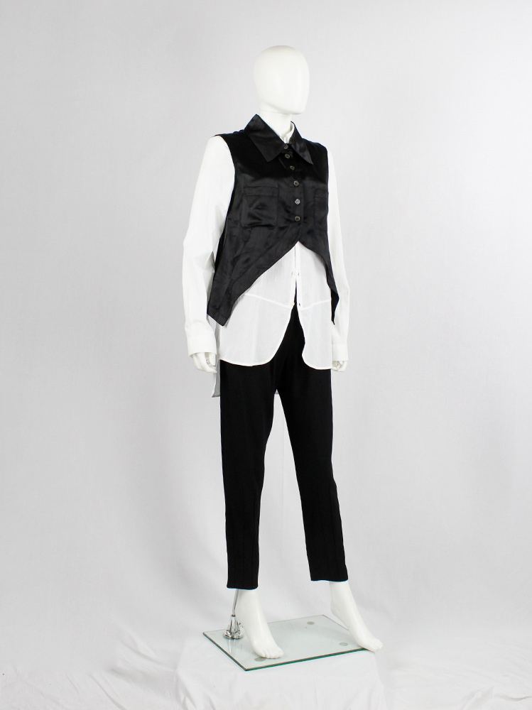 Ann Demeulemeester black sleeveless shirt with cutaway front spring 1995 (1)