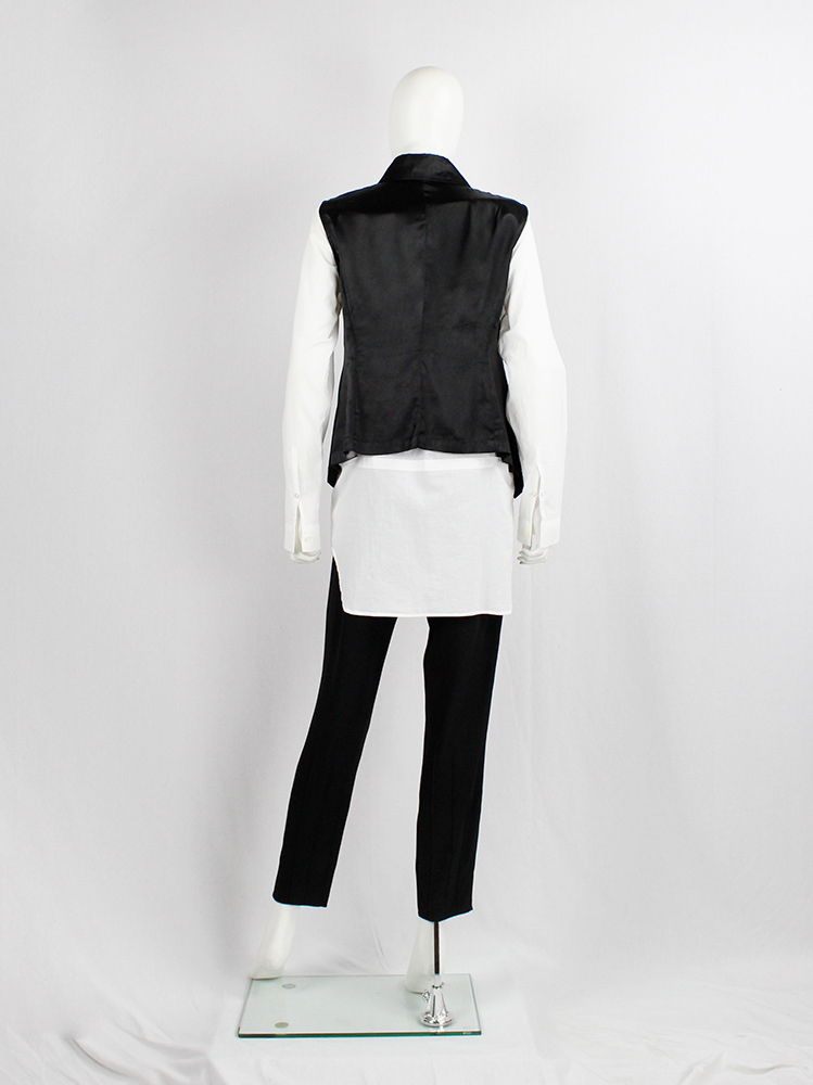 Ann Demeulemeester black sleeveless shirt with cutaway front spring 1995 (2)