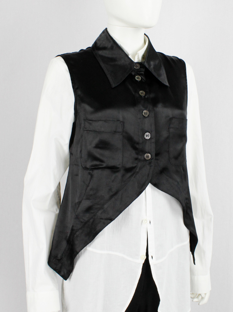 Ann Demeulemeester black sleeveless shirt with cutaway front spring 1995 (8)