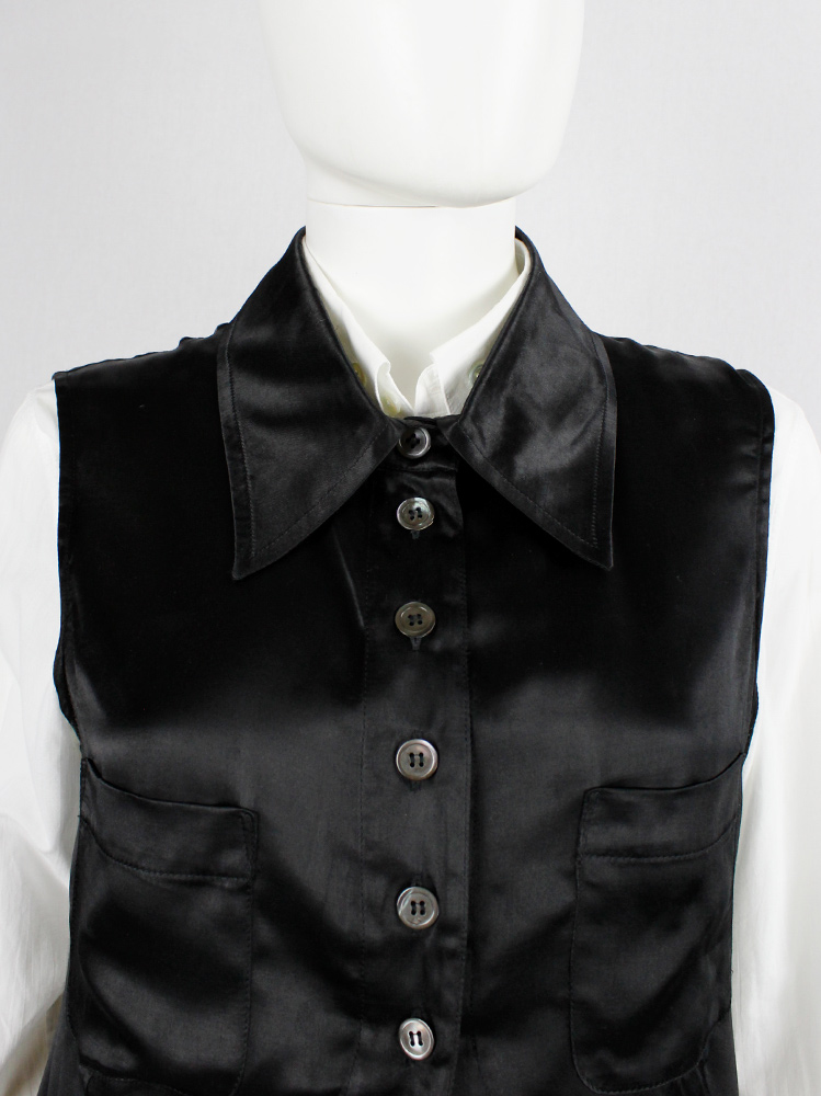 Ann Demeulemeester black sleeveless shirt with cutaway front spring 1995 (9)