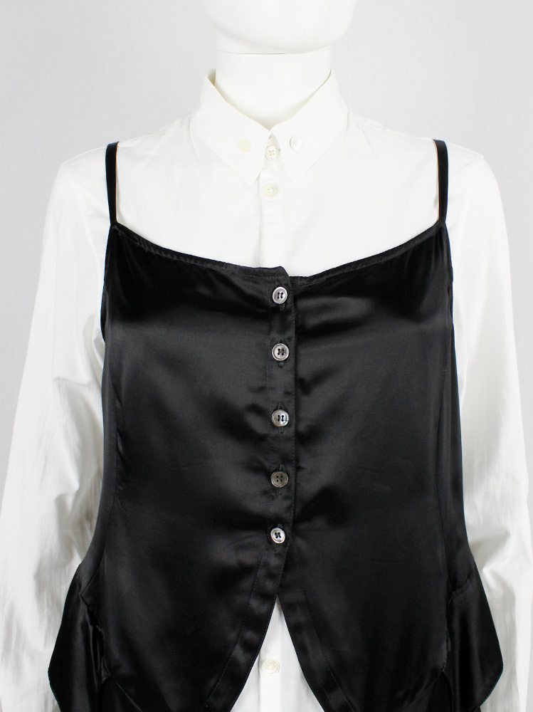 Ann Demeulemeester black tie strap top with cutaway front and long back fall 1994 (10)
