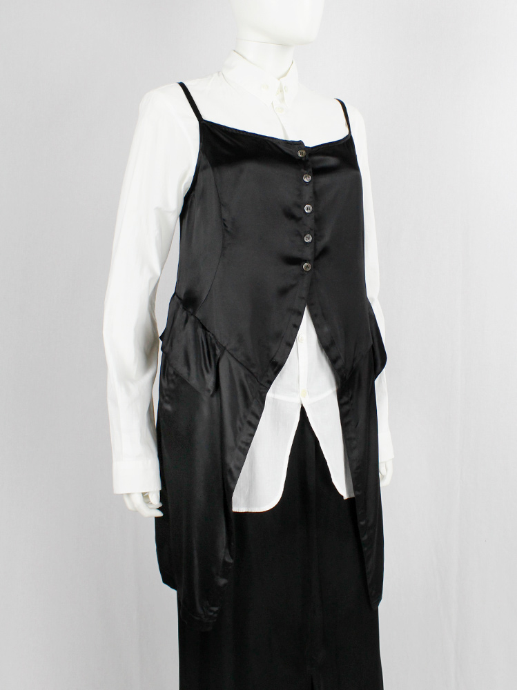 Ann Demeulemeester black tie strap top with cutaway front and long back fall 1994 (11)