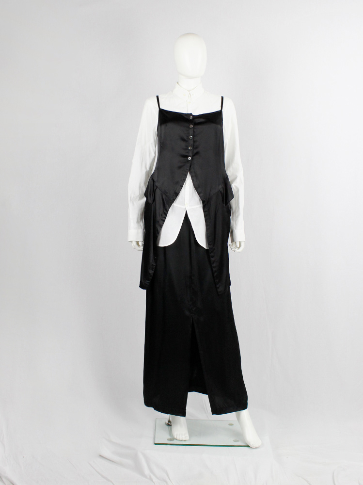 Ann Demeulemeester black tie strap top with cutaway front and long back fall 1994 (2)