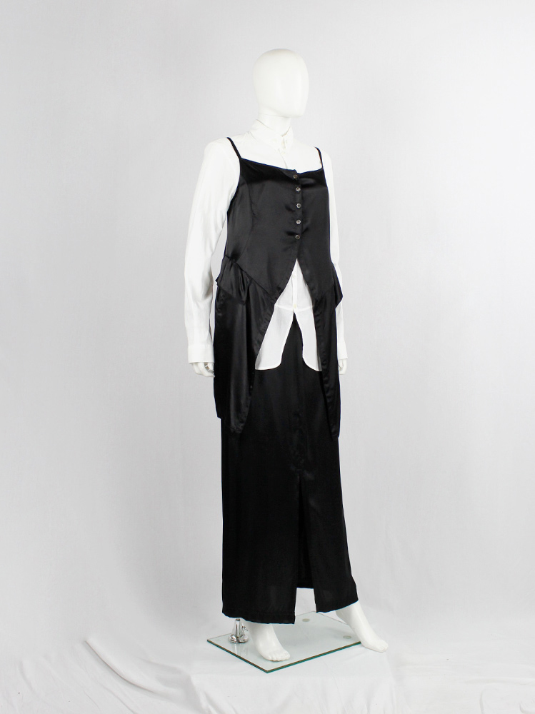Ann Demeulemeester black tie strap top with cutaway front and long back fall 1994 (3)