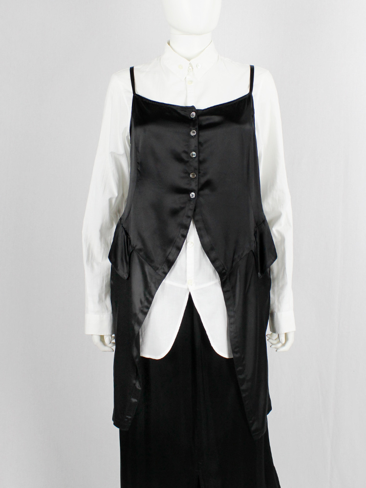 Ann Demeulemeester black tie strap top with cutaway front and long back fall 1994 (9)