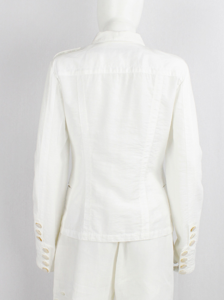 Dirk Bikkembergs white jacket with asymmetric row of buttons closure spring 2006 (10)