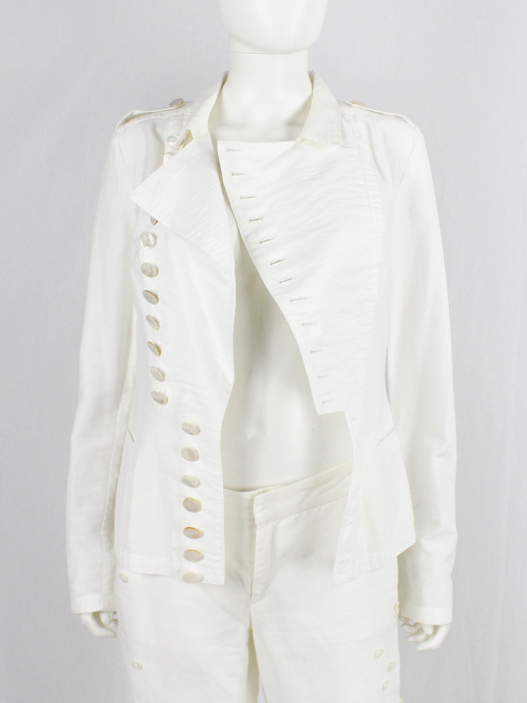Dirk Bikkembergs white jacket with asymmetric row of buttons closure spring 2006 (2)