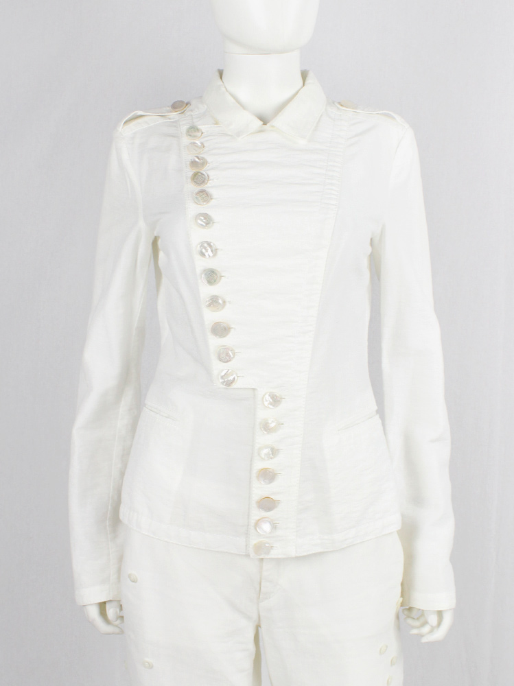 Dirk Bikkembergs white jacket with asymmetric row of buttons closure spring 2006 (3)