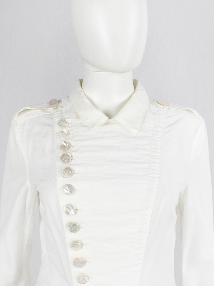 Dirk Bikkembergs white jacket with asymmetric row of buttons closure spring 2006 (4)