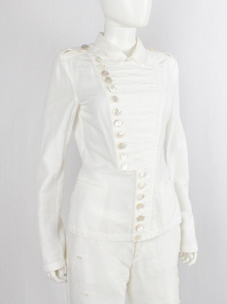 Dirk Bikkembergs white jacket with asymmetric row of buttons closure spring 2006 (5)