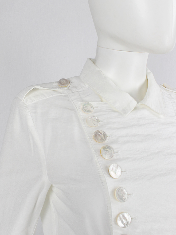 Dirk Bikkembergs white jacket with asymmetric row of buttons closure spring 2006 (6)