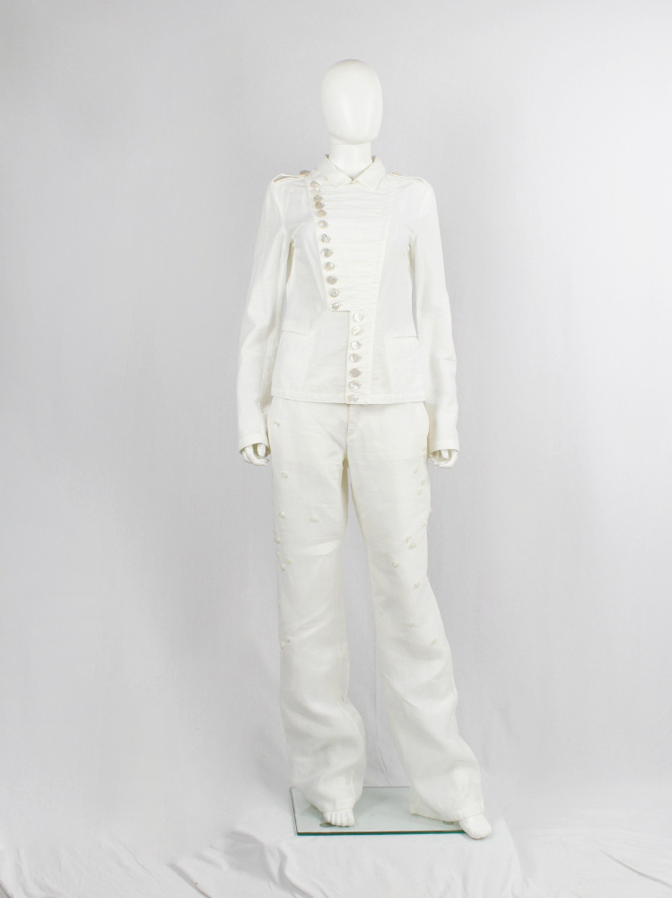 Dirk Bikkembergs white jacket with asymmetric row of buttons closure spring 2006 (7)