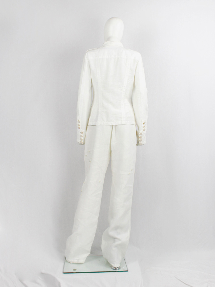 Dirk Bikkembergs white jacket with asymmetric row of buttons closure spring 2006 (9)
