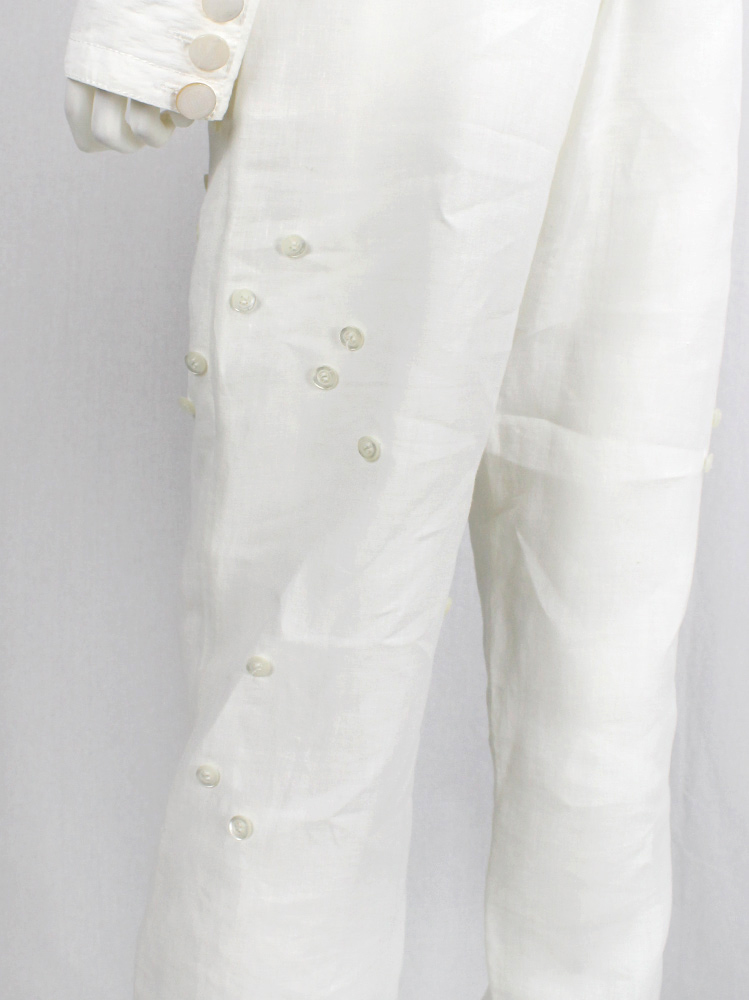 Dirk Bikkembergs white trousers decorated with buttons on the side spring 2005 (2)