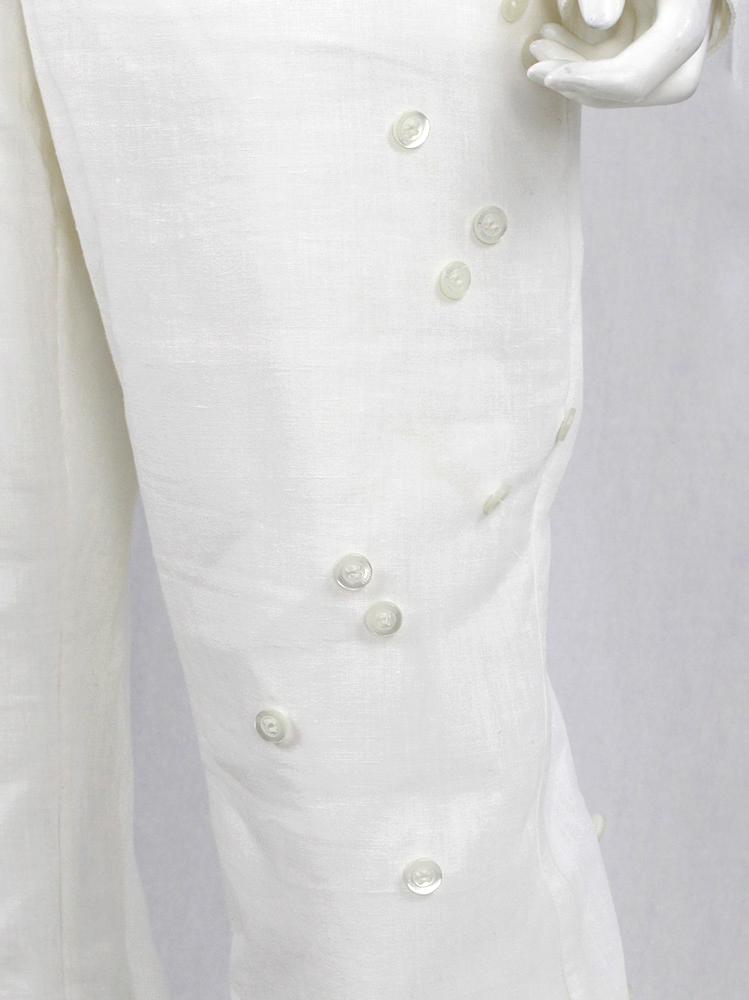 Dirk Bikkembergs white trousers decorated with buttons on the side spring 2005 (6)
