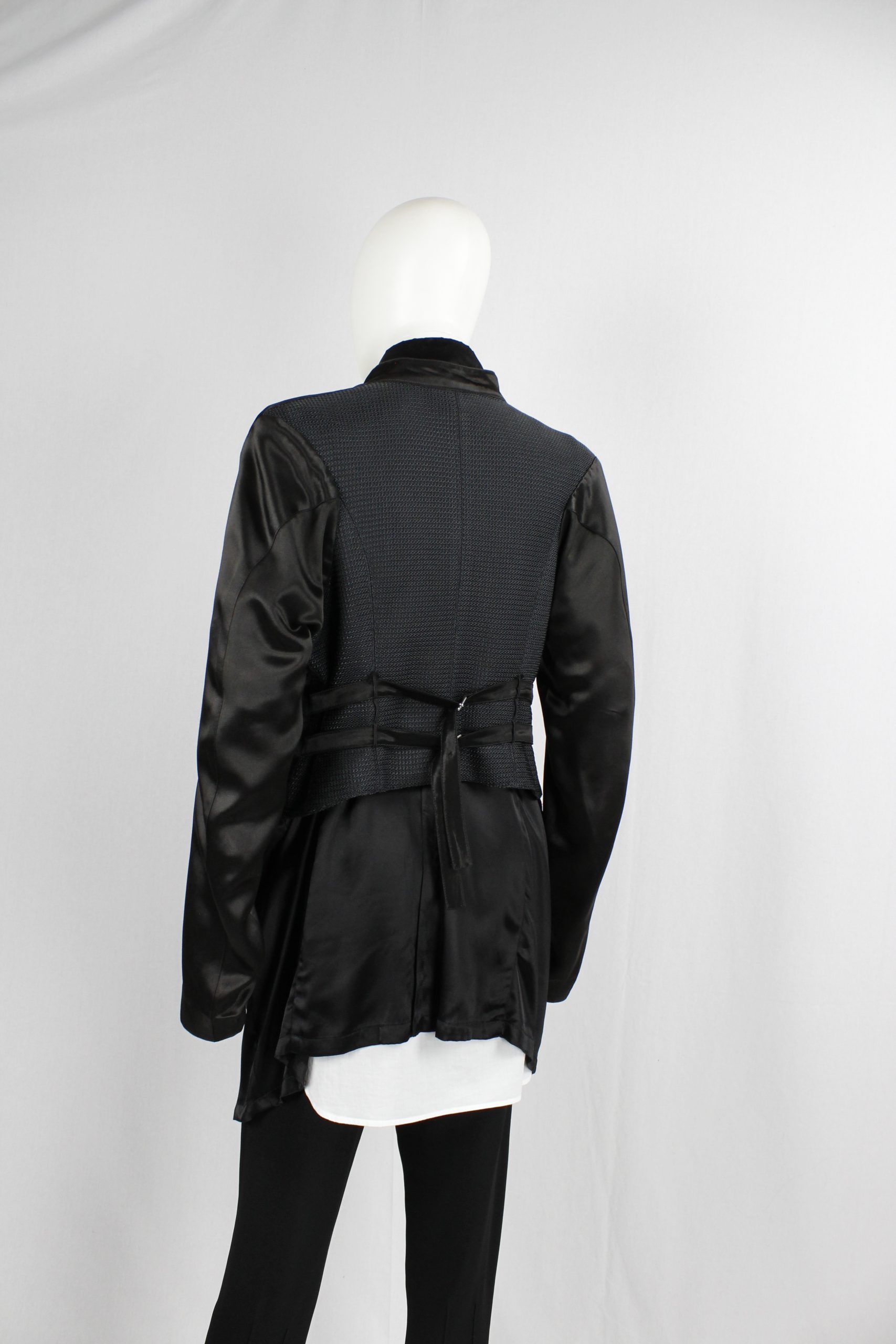 Ann Demeulemeester black double breasted jacket with woven back ...